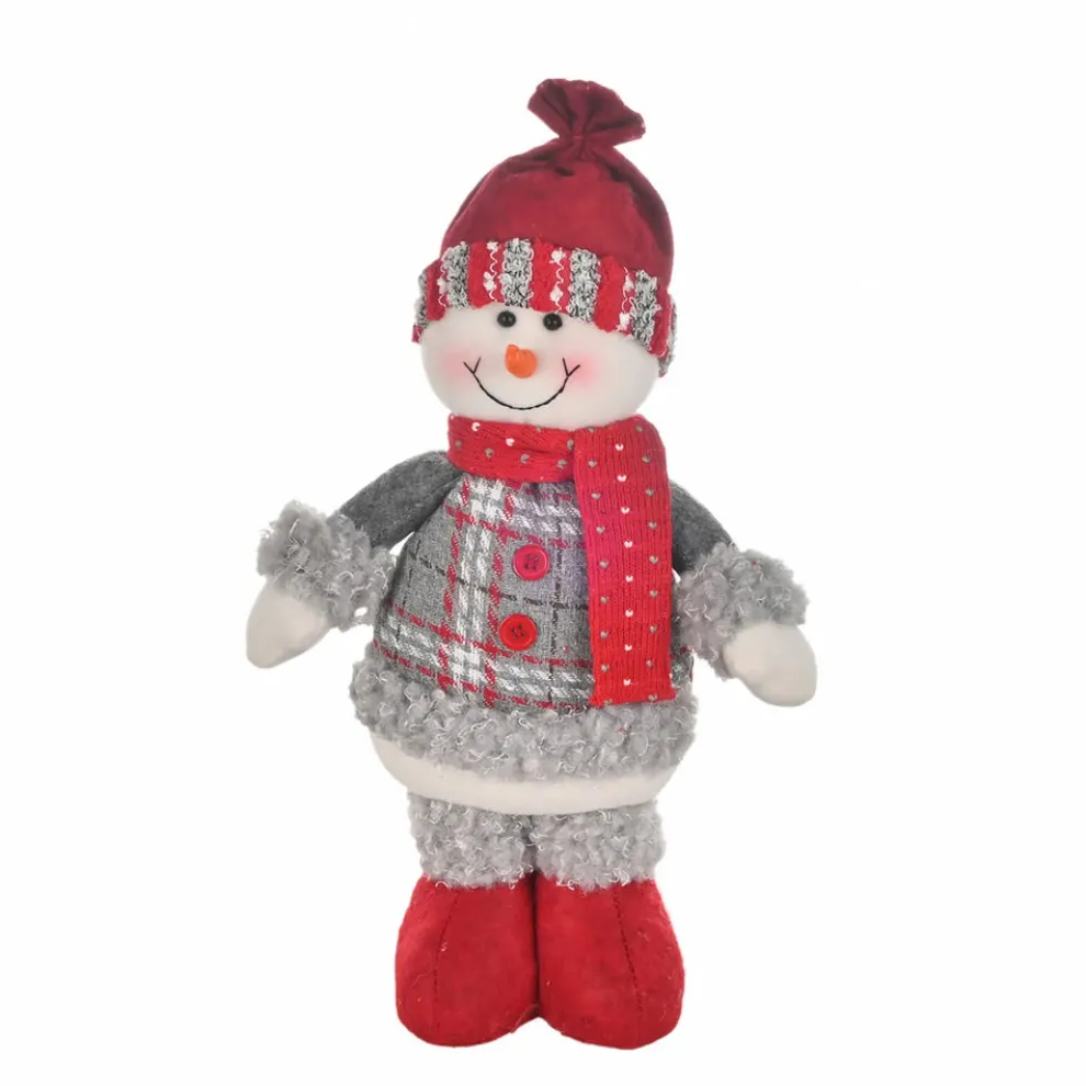 Karaca Home New Year Christmas Standing Snowman Plush Toy Decoration, 34cm, Multi