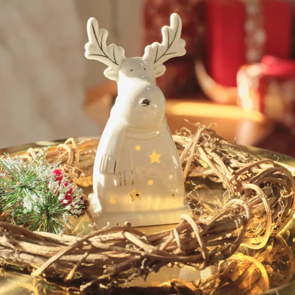 Karaca Home New Year Reindeer LED Decorative Object, White