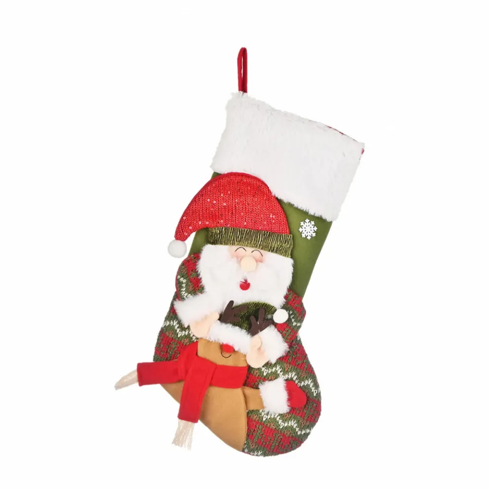 Karaca Home New Year Christmas Santa Gift Stocking Sock Decoration, 47cm, Multi