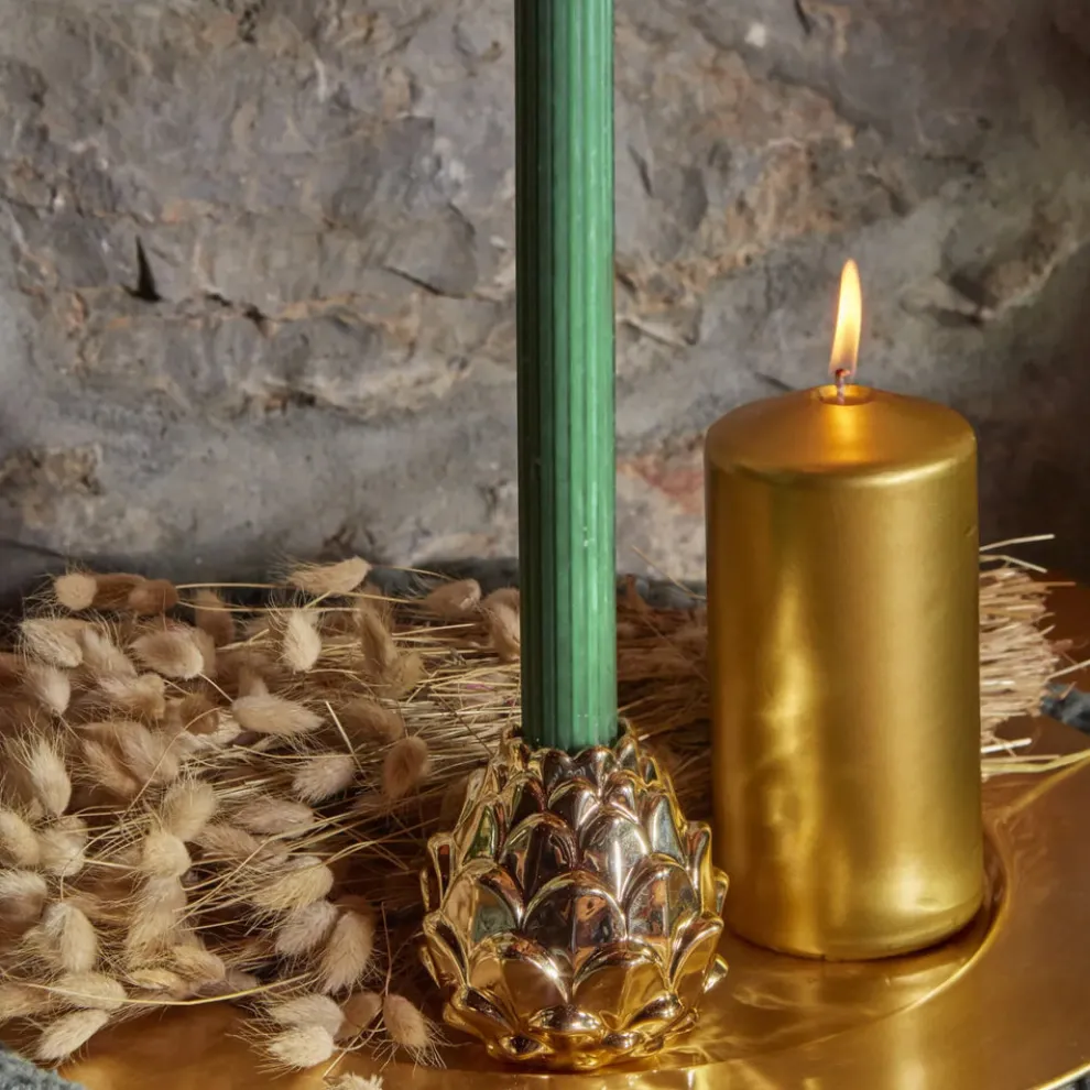 Karaca Home New Year Lanny Candle Holder, 7.4cmx4.2cmx7.6cm, Gold