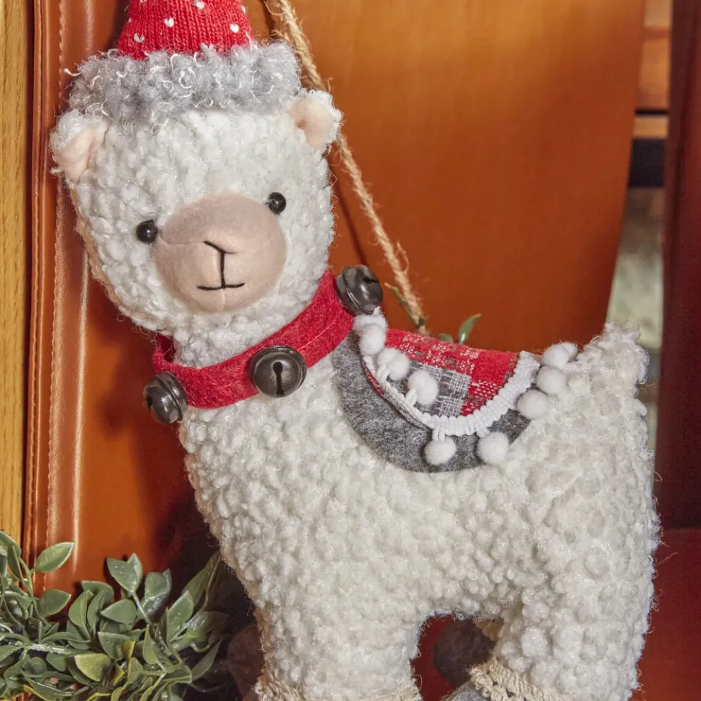 Karaca Home New Year Christmas Alpaca Plush Toy Decoration, 28cm, Multi