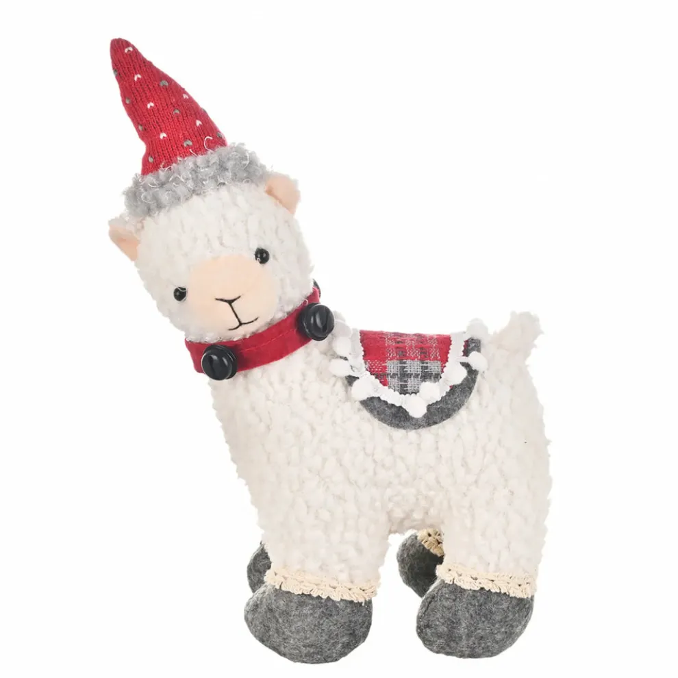 Karaca Home New Year Christmas Alpaca Plush Toy Decoration, 28cm, Multi