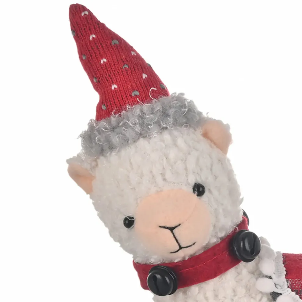 Karaca Home New Year Christmas Alpaca Plush Toy Decoration, 28cm, Multi