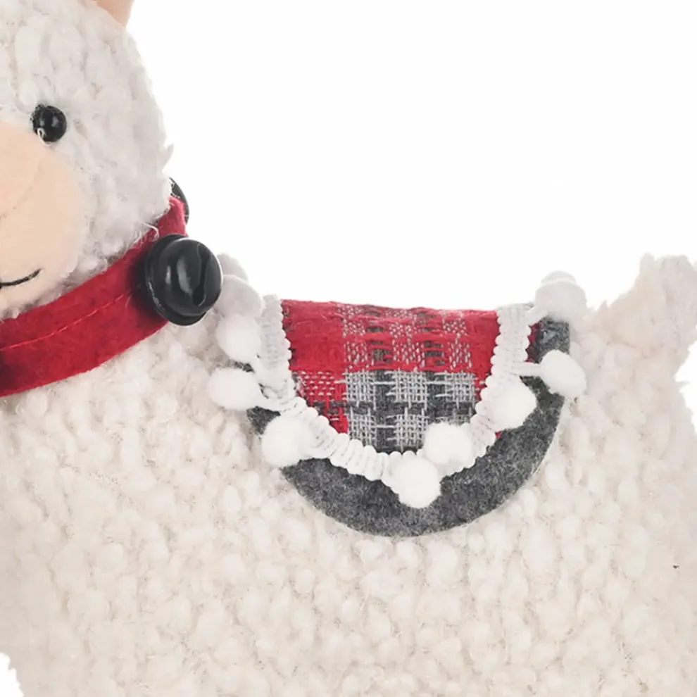 Karaca Home New Year Christmas Alpaca Plush Toy Decoration, 28cm, Multi
