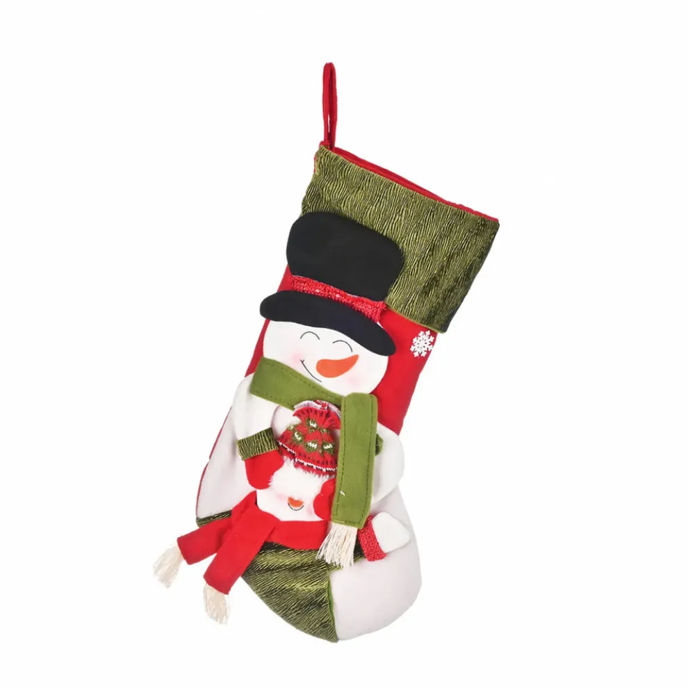 Karaca Home New Year Christmas Snowman Gift Stocking Sock Decoration, 47cm, Multi