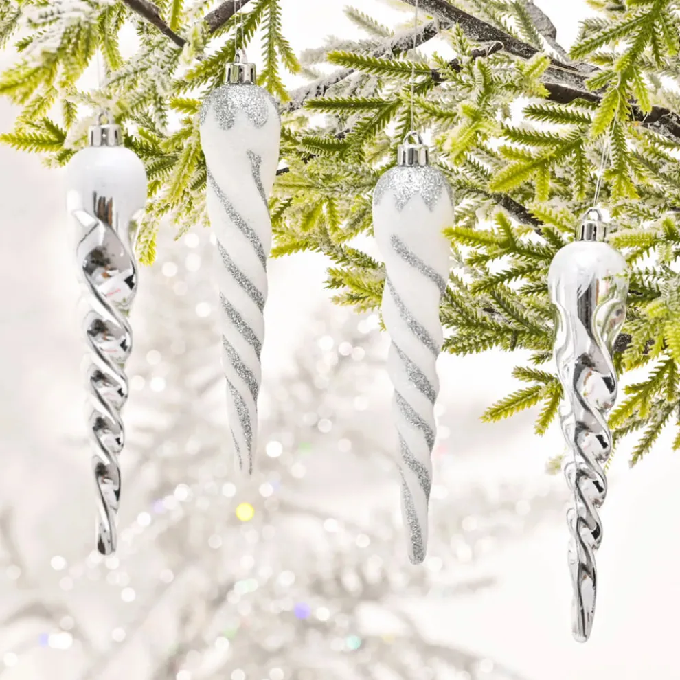 Karaca Home New Year Christmas Icicle Tree Decoration Set, 5 Piece, 16cm, Multi