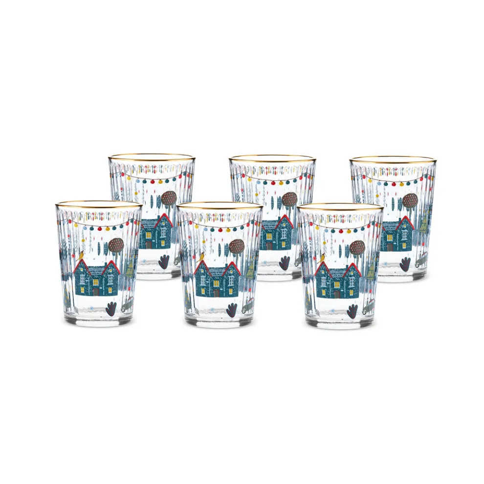 Karaca Home New Year Christmas 6-Piece Chick Glass Tumbler Set, 500ml, Multi
