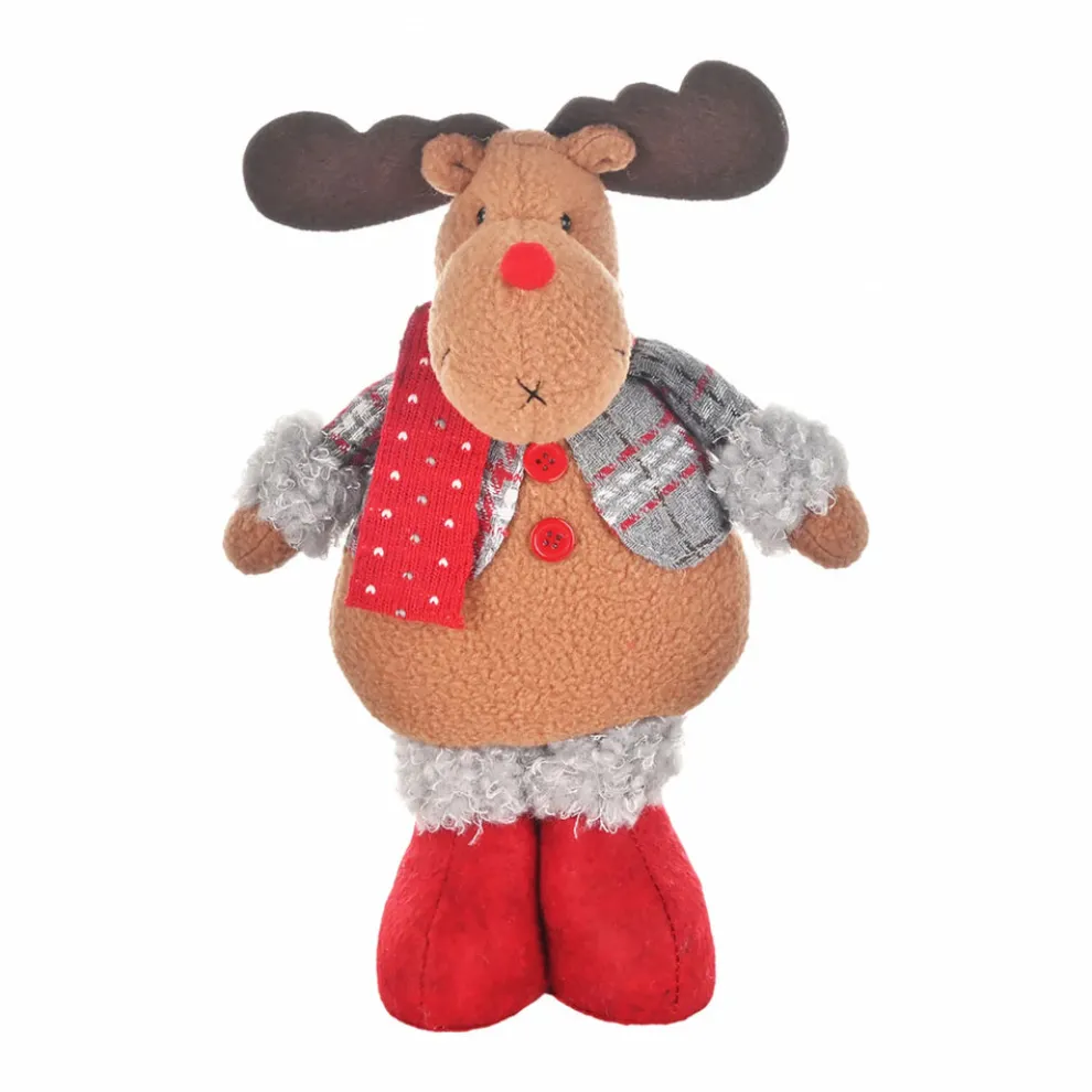 Karaca Home New Year Christmas Standing Reindeer Plush Toy Decoration, 32cm, Multi