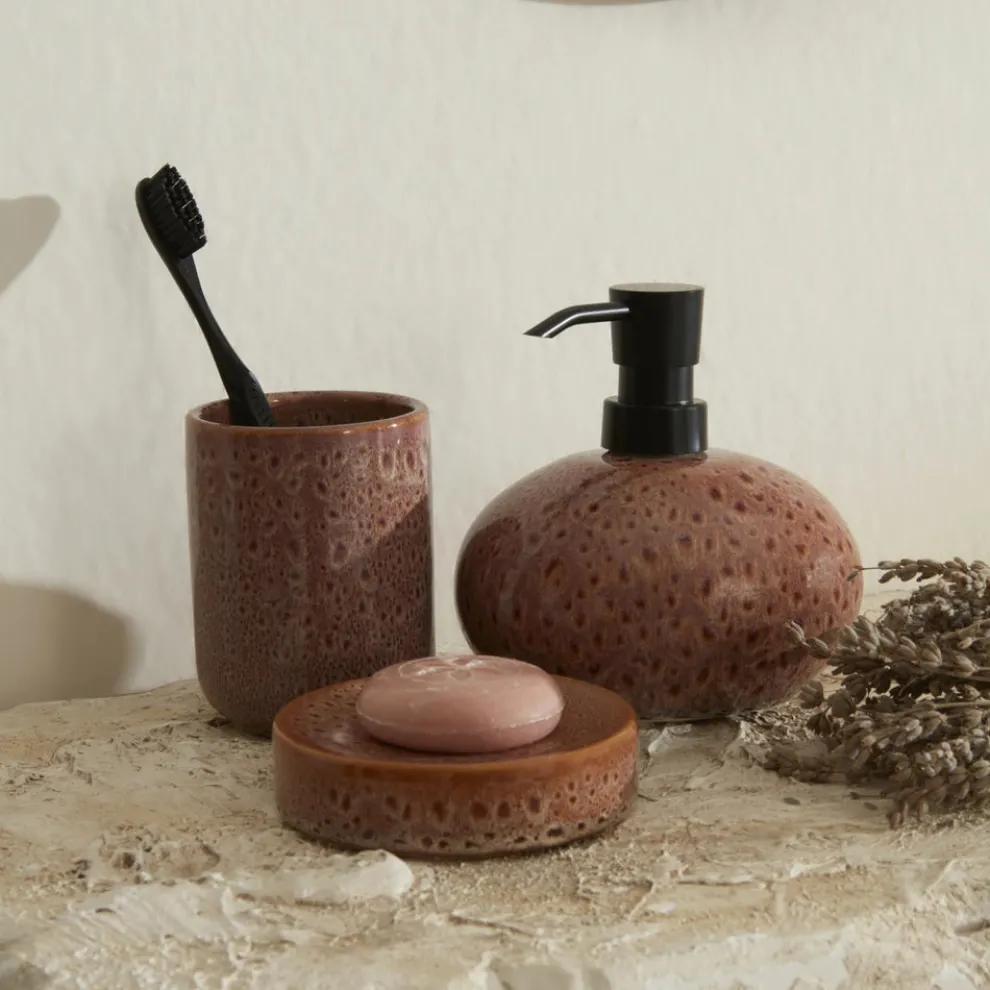 Karaca Home Olivia 3-Piece Bathroom Accessory Set, Mauve