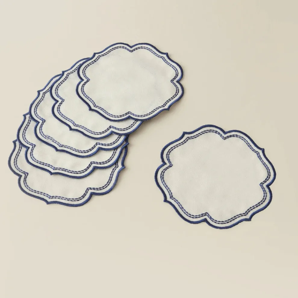 Karaca Home 6-Piece Cocktail Napkin, 14x14cm, Navy