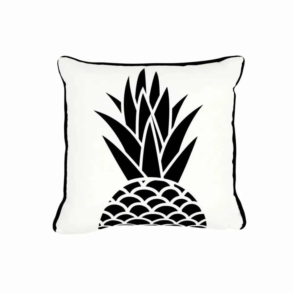Karaca Home Pineapple Filled Cushion, 43cmx43cm, Black-White