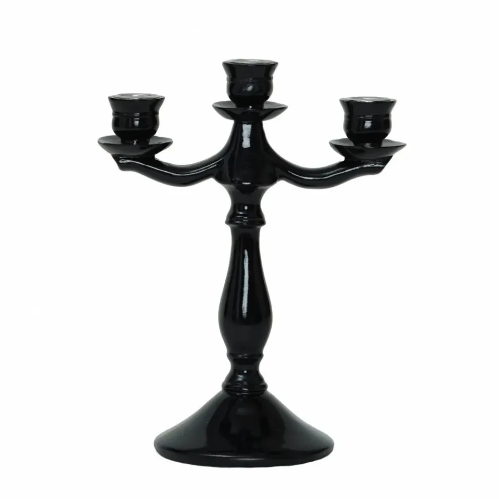 Karaca Home Pop-Art 3 Arm Candlestick, 19cmx11.4cmx24.5cm, Black