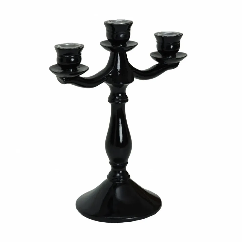 Karaca Home Pop-Art 3 Arm Candlestick, 19cmx11.4cmx24.5cm, Black