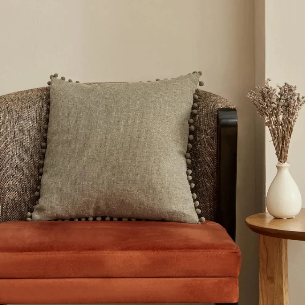 Karaca Home Reneta Filled Cushion, 43cmx43cm, Khaki