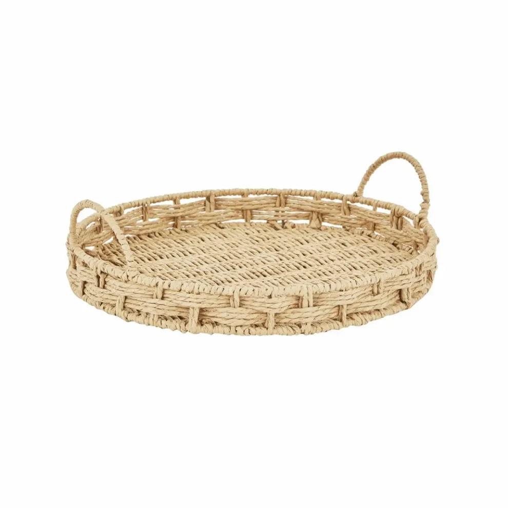 Karaca Home Rope Decorative Tray, 31cm, Beige