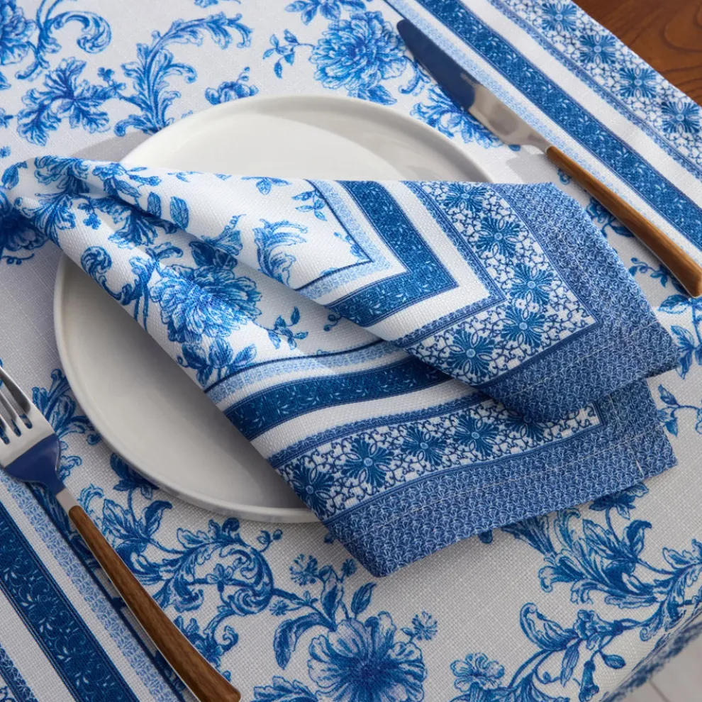 Karaca Home Rosario Care Free 2-Piece Fabric Napkin, 45X45cm, Blue White