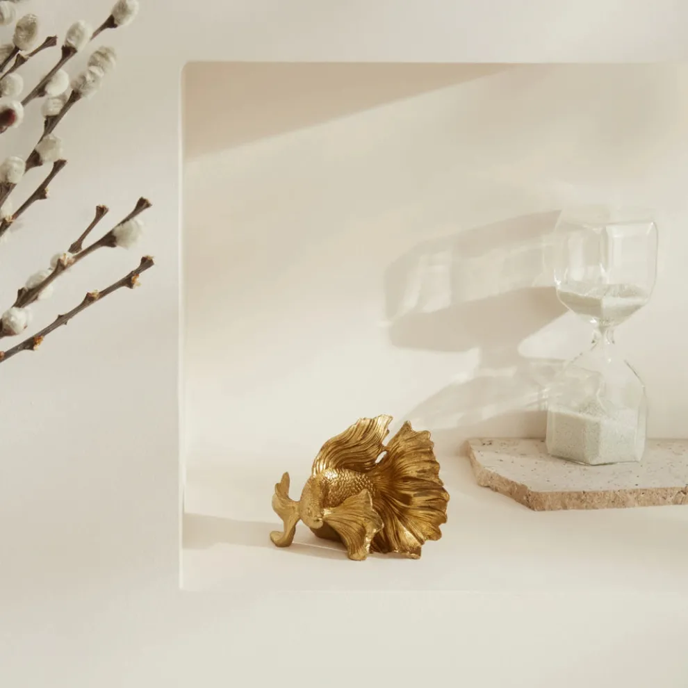 Karaca Home Rumble Fish Ornament, 7x8cm, Gold