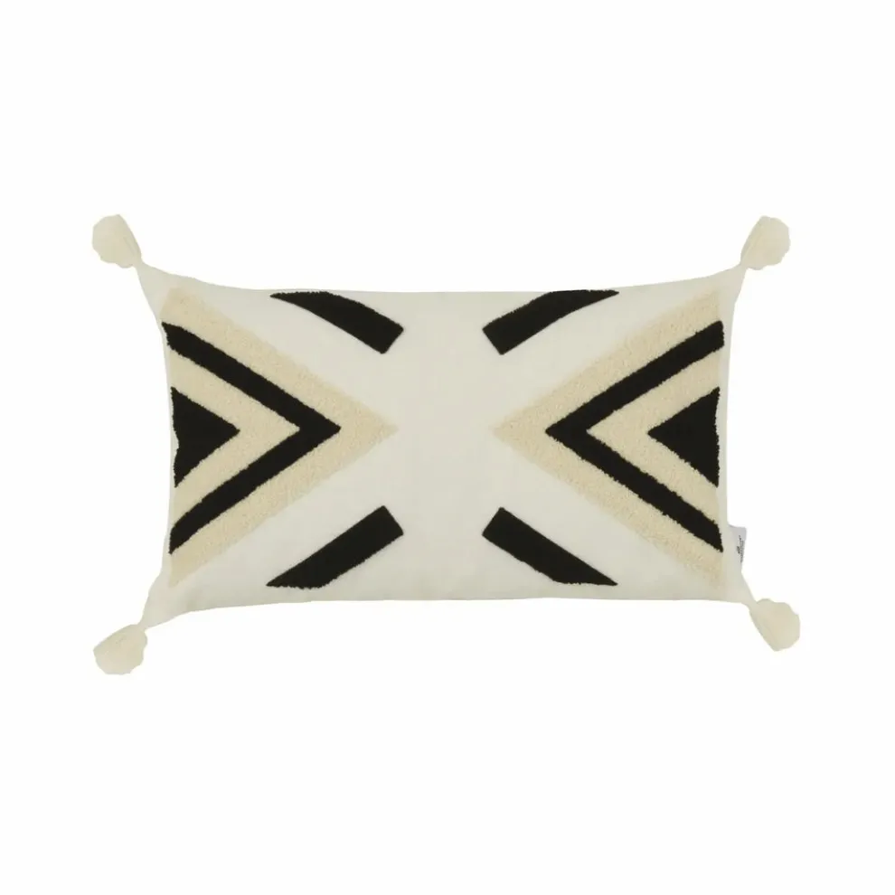 Karaca Home Russo Filled Cushion, 31cmx50 cm, Beige-Black
