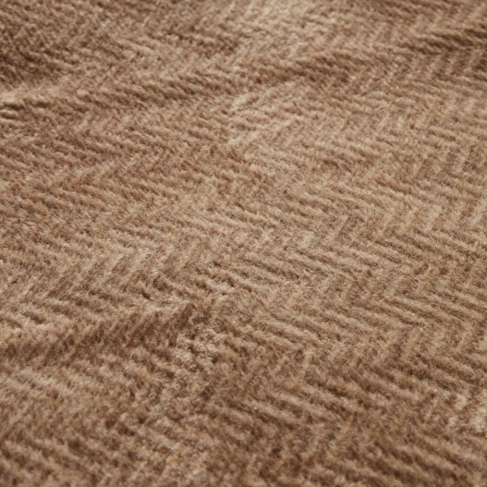 Karaca Home Sandra Herringbone Pattern Blanket, 200x220cm, Double, Beige