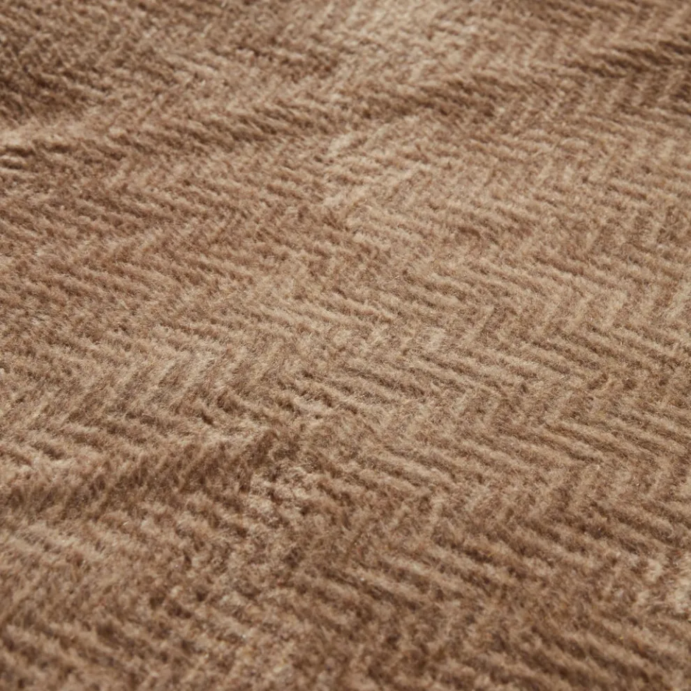 Karaca Home Sandra Herringbone Pattern Blanket, 200x220cm, Double, Beige