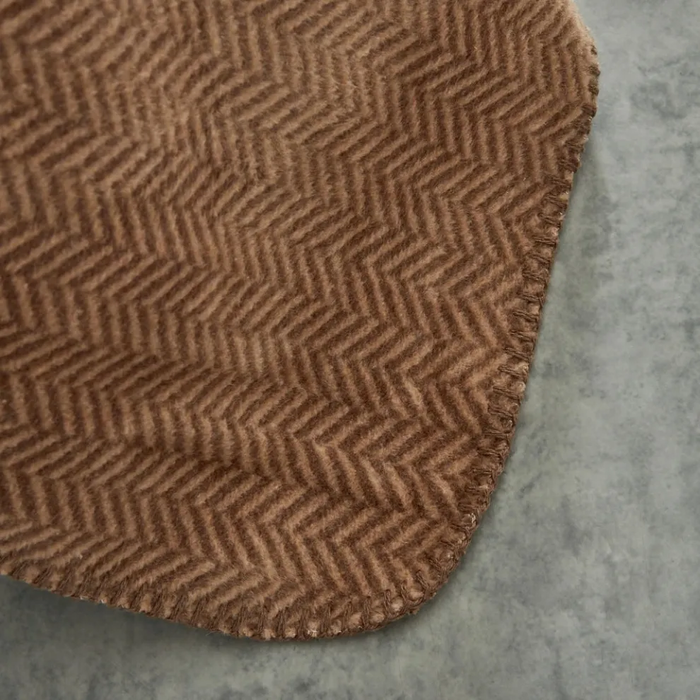 Karaca Home Sandra Herringbone Pattern Blanket, 200x220cm, Double, Beige