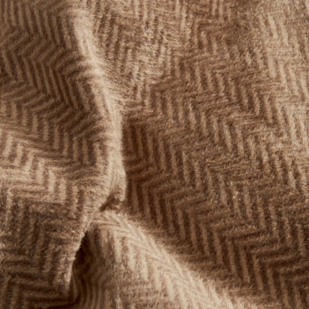 Karaca Home Sandra Herringbone Pattern Blanket, 200x220cm, Double, Beige
