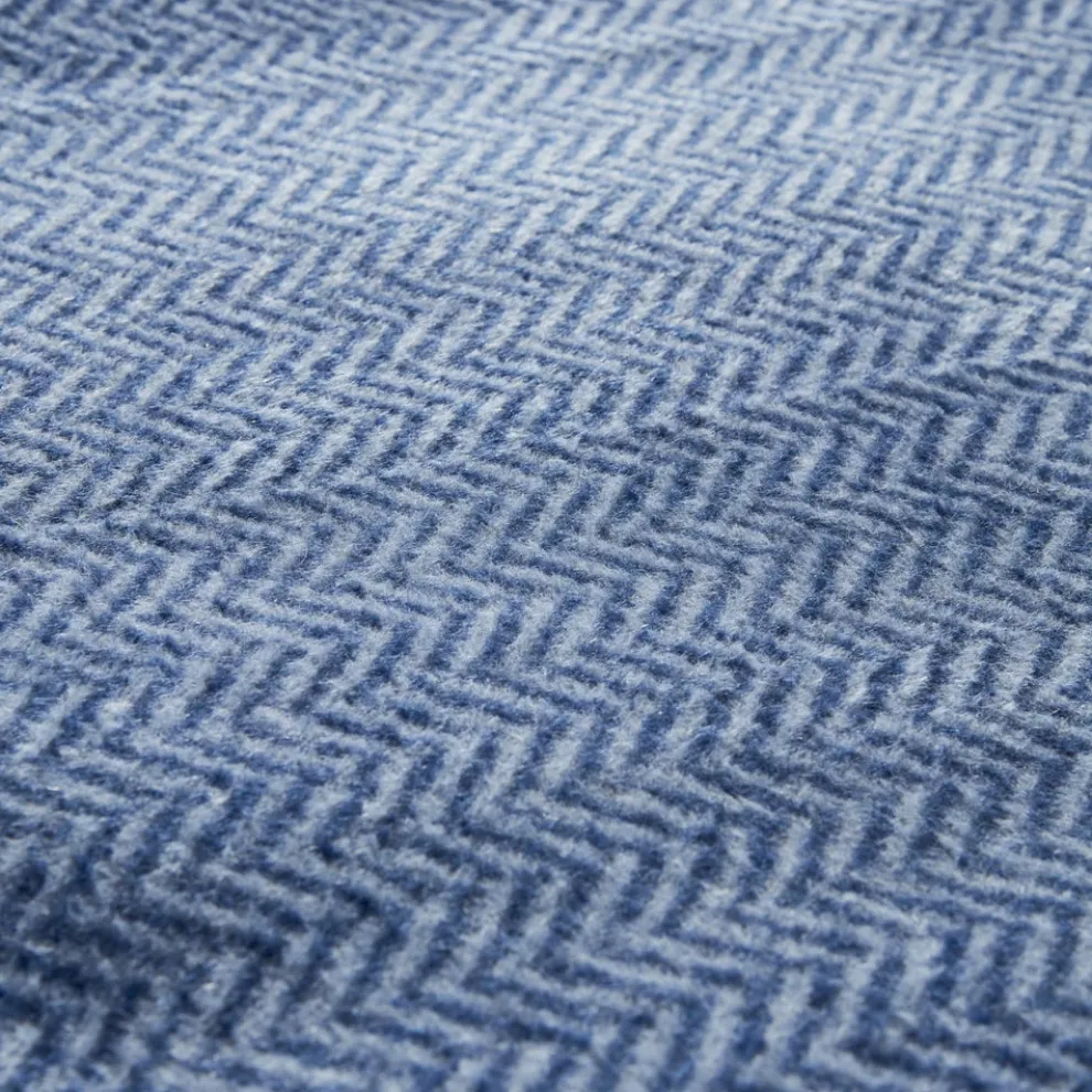 Karaca Home Sandra Herringbone Pattern Blanket, 200x220cm, Double, Indigo