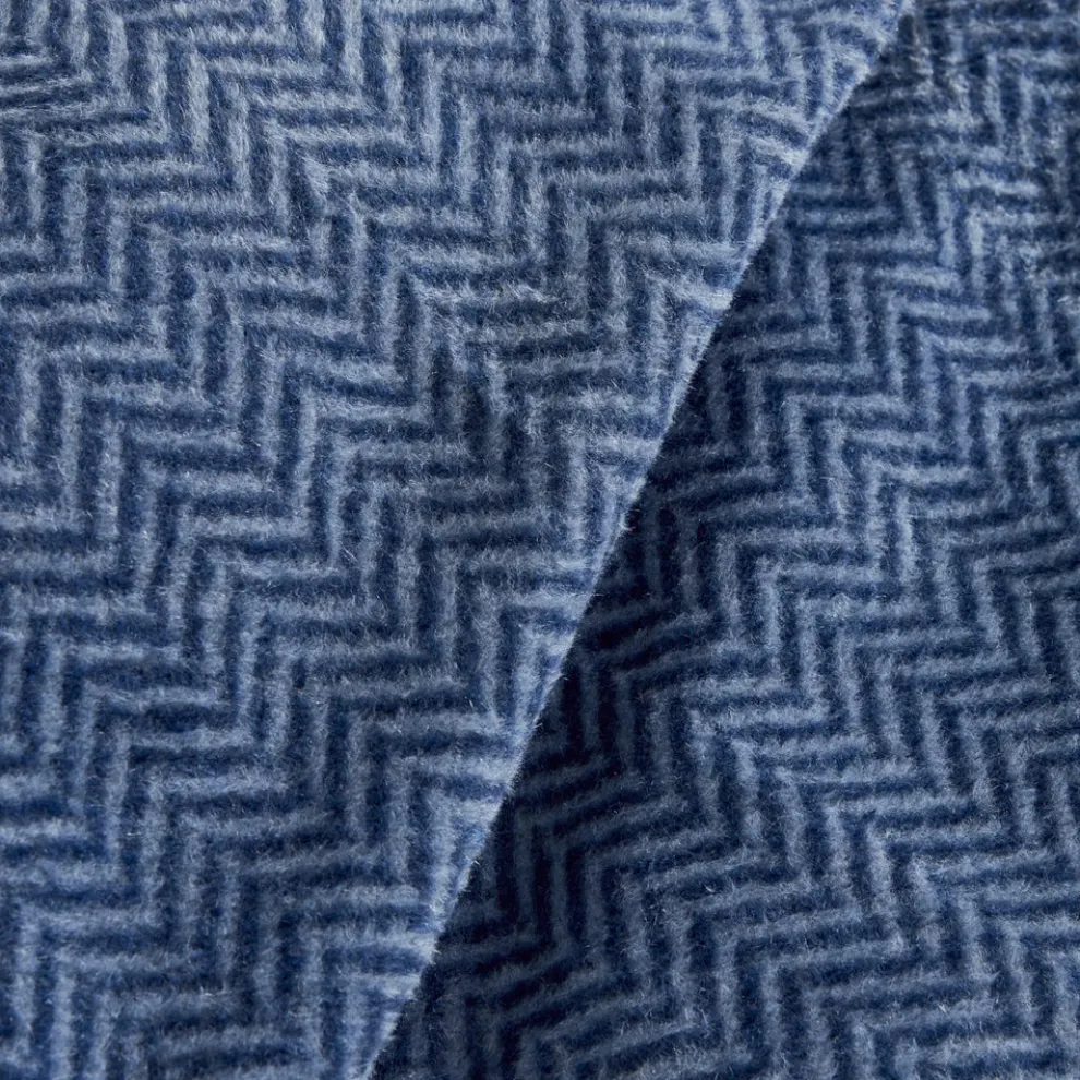 Karaca Home Sandra Herringbone Pattern Blanket, 200x220cm, Double, Indigo