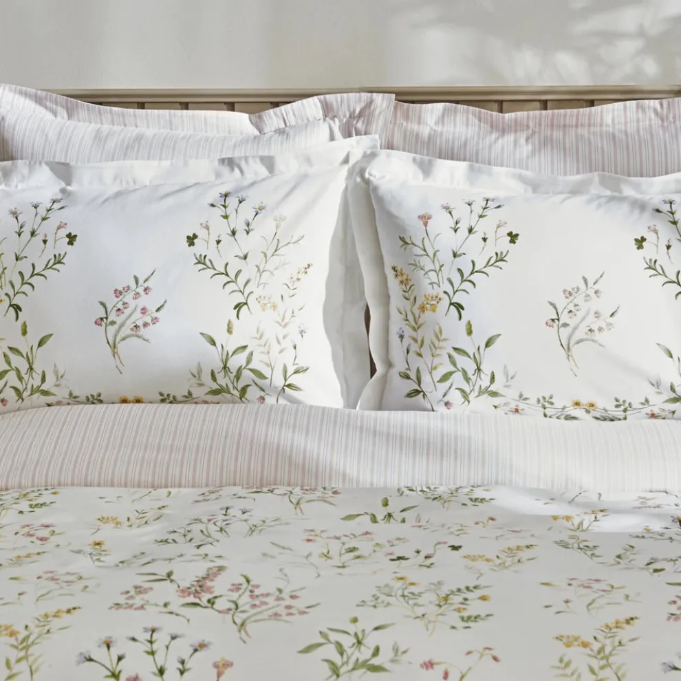 Karaca Home Sera 100% Turkish Cotton Duvet Cover Set with Bed Sheet, Double, Green