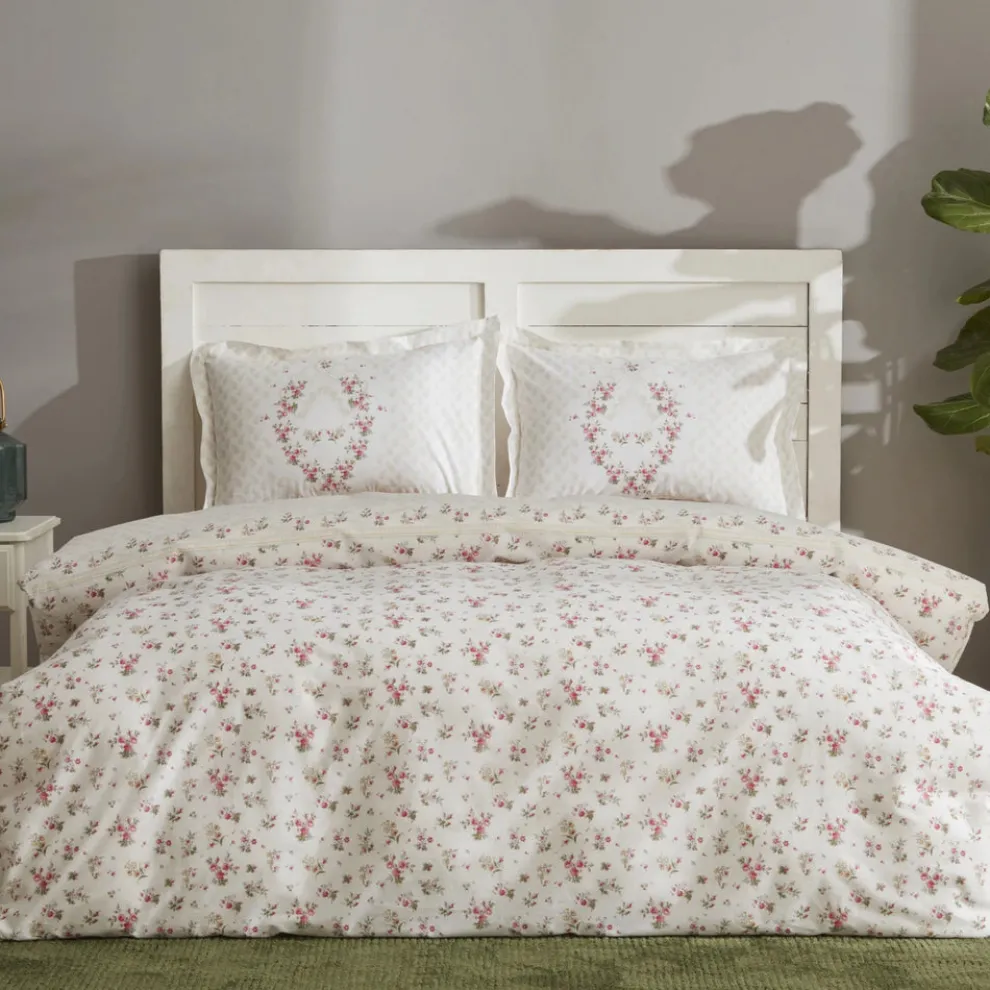 Karaca Home Sonya 100% Turkish Cotton Duvet Cover Set, Double, Burgundy