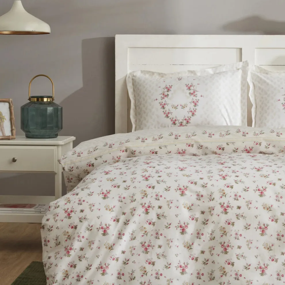 Karaca Home Sonya 100% Turkish Cotton Duvet Cover Set, Double, Burgundy