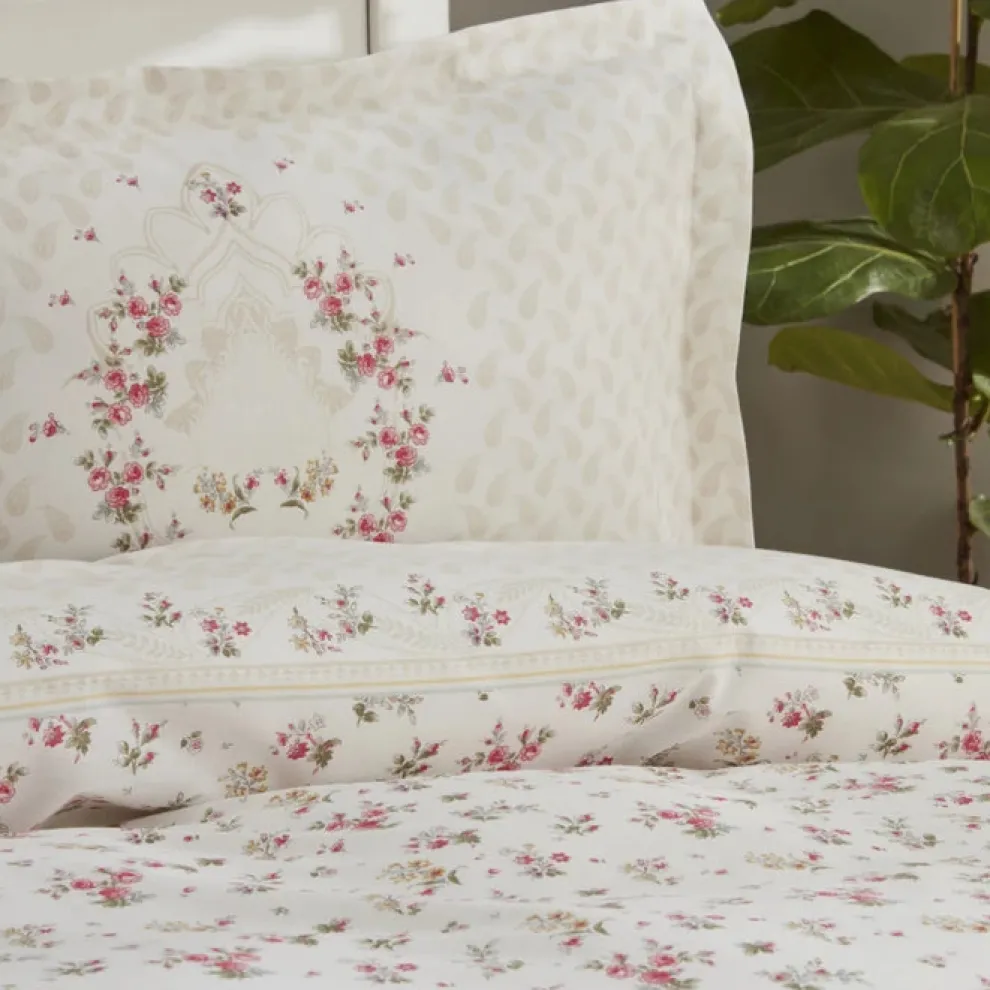 Karaca Home Sonya 100% Turkish Cotton Duvet Cover Set, Double, Burgundy