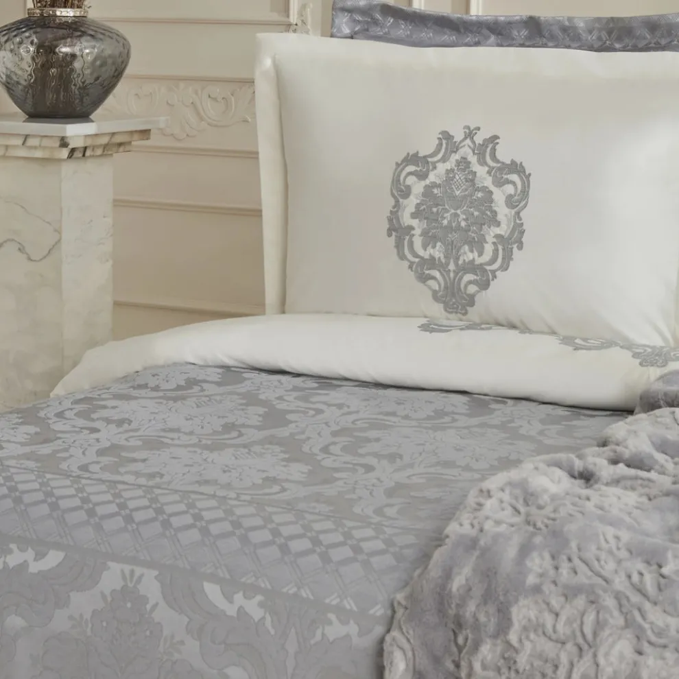 Karaca Home Tugba 8-Piece Bedding Set, Double, Silver