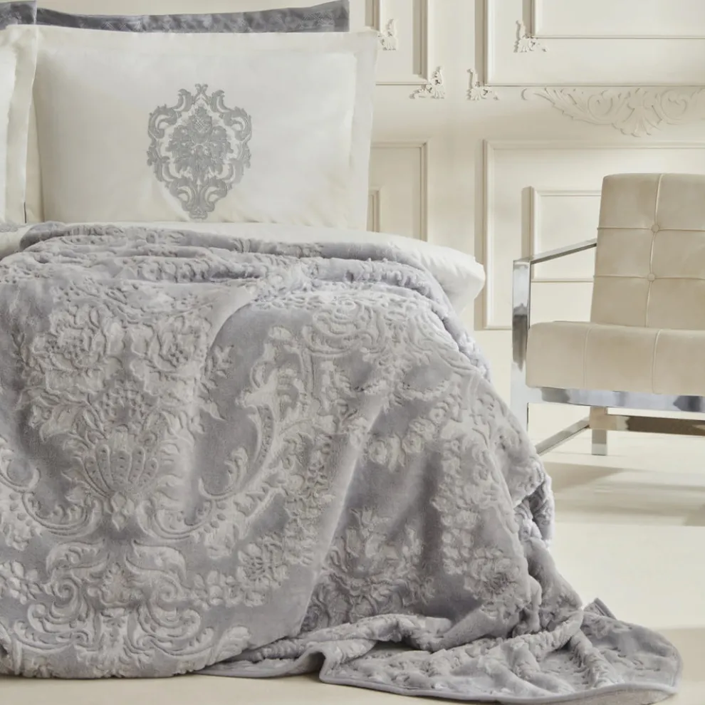 Karaca Home Tugba 8-Piece Bedding Set, Double, Silver