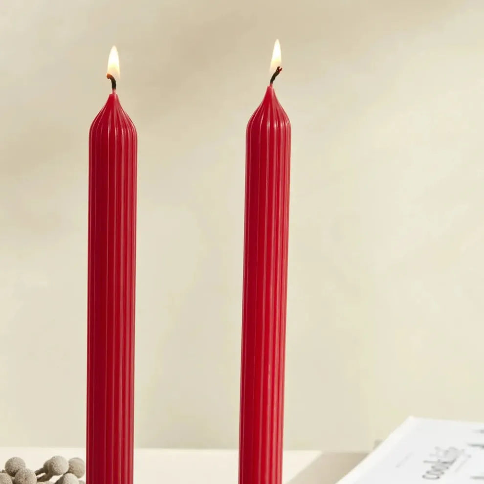 Karaca Home Wave 2-Piece Candle, 2cmx23cm, Red