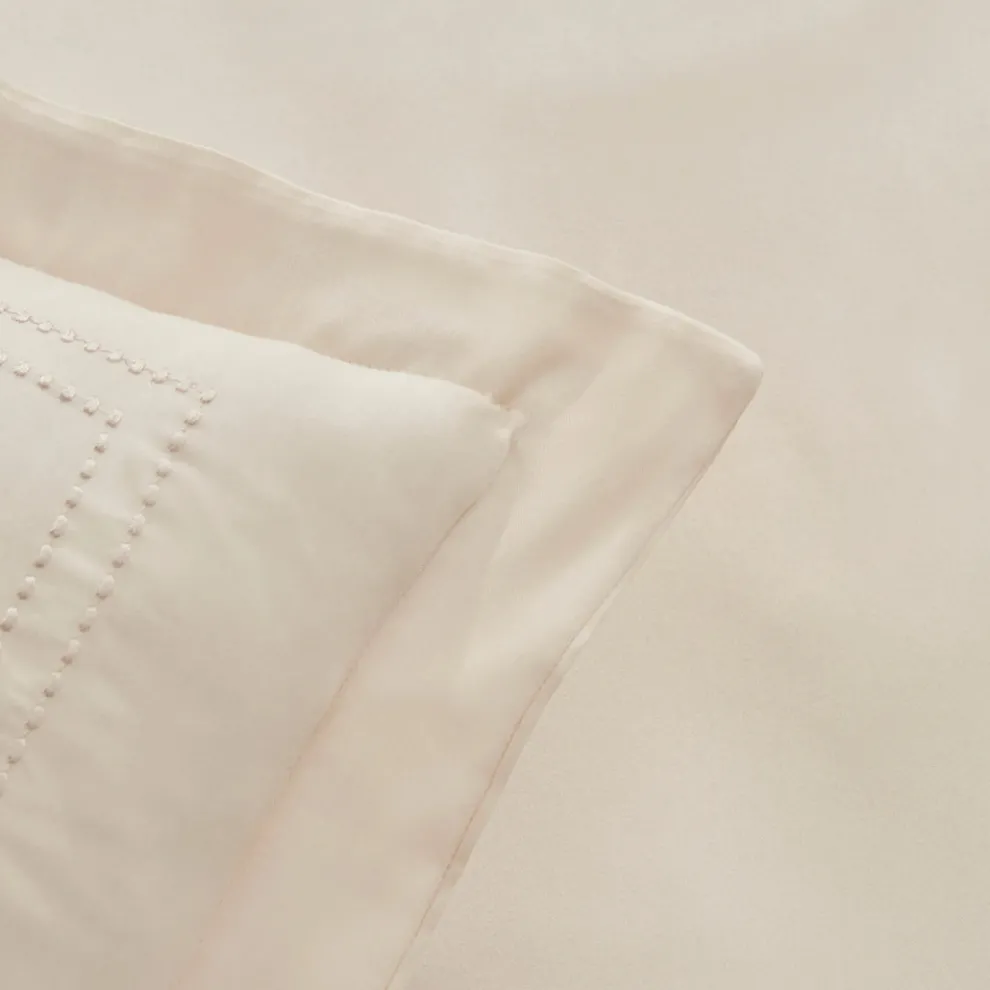 Karaca Home White Collection Felves 100% Turkish Cotton Duvet Cover Set, Double, Beige