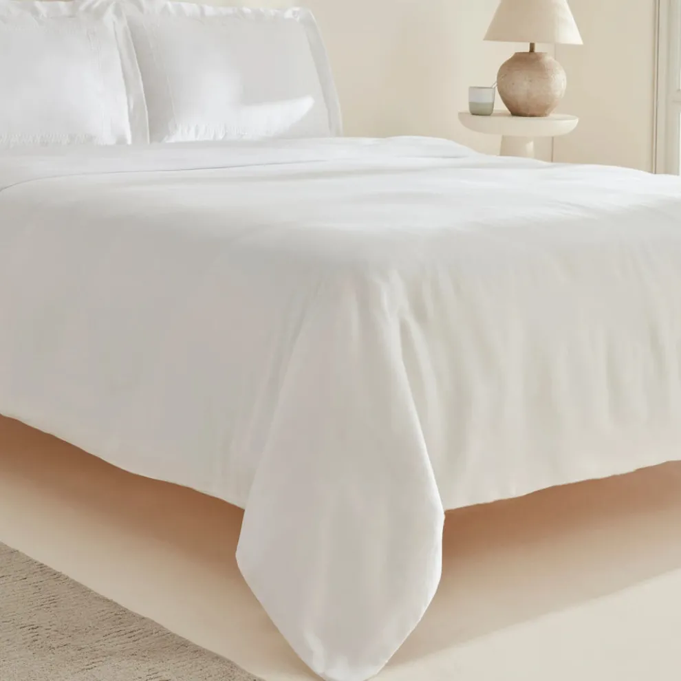 Karaca Home White Collection Felves 100% Turkish Cotton Duvet Cover Set, King Size, White