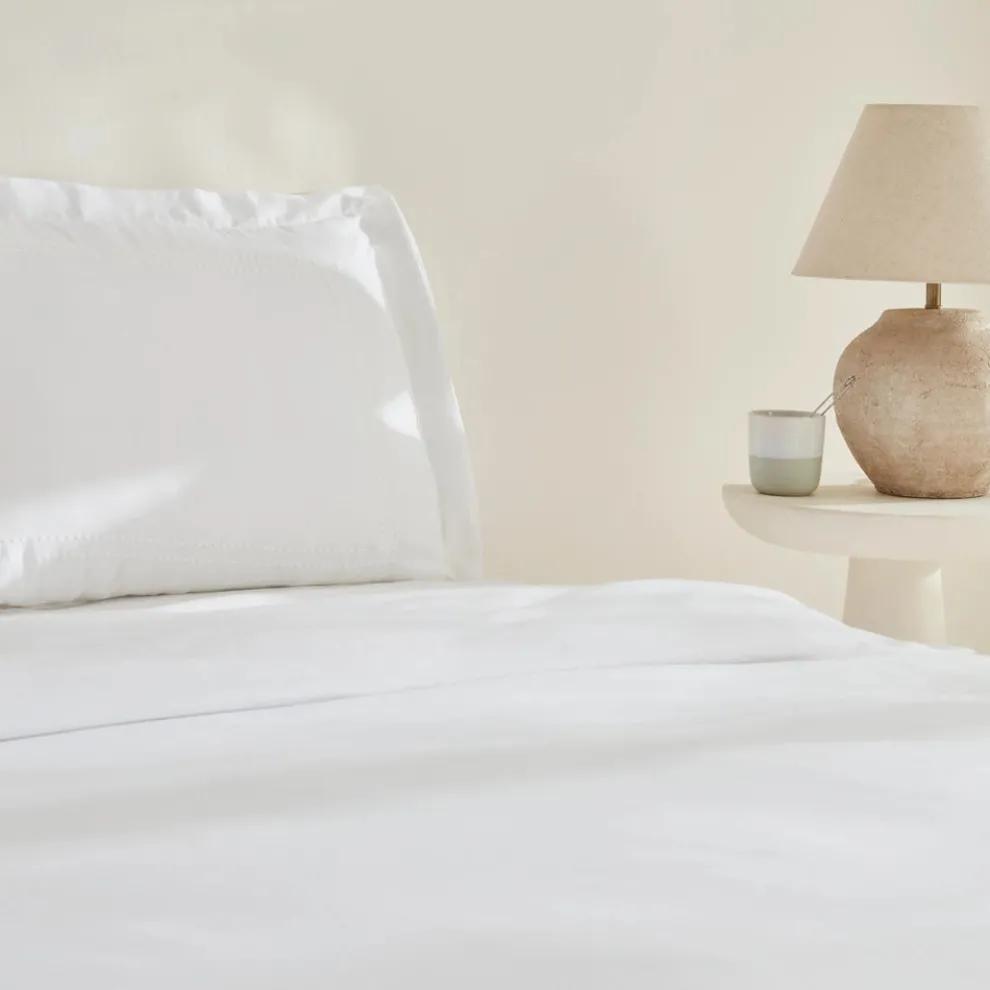 Karaca Home White Collection Felves 100% Turkish Cotton Duvet Cover Set, King Size, White