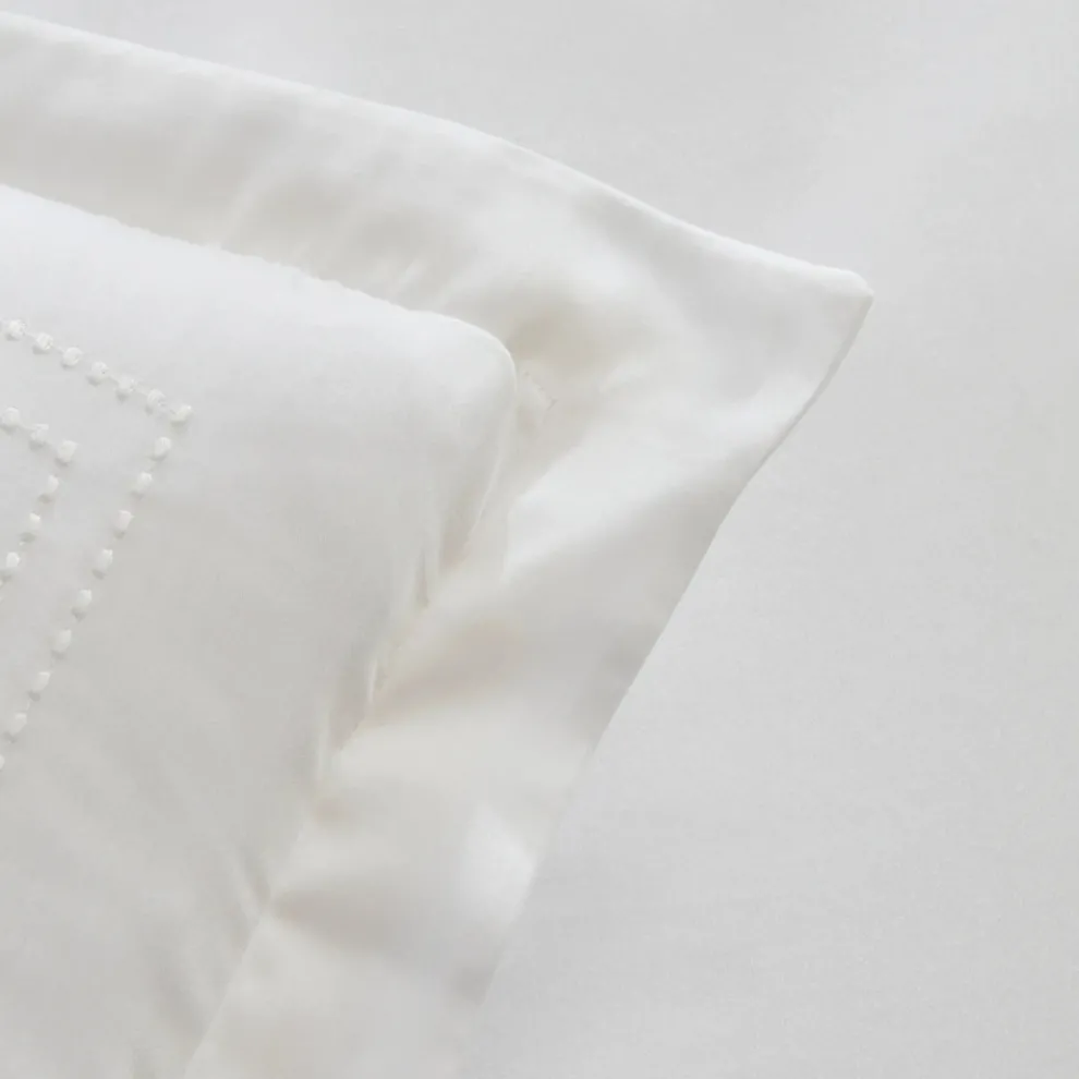 Karaca Home White Collection Felves 100% Turkish Cotton Duvet Cover Set, King Size, White