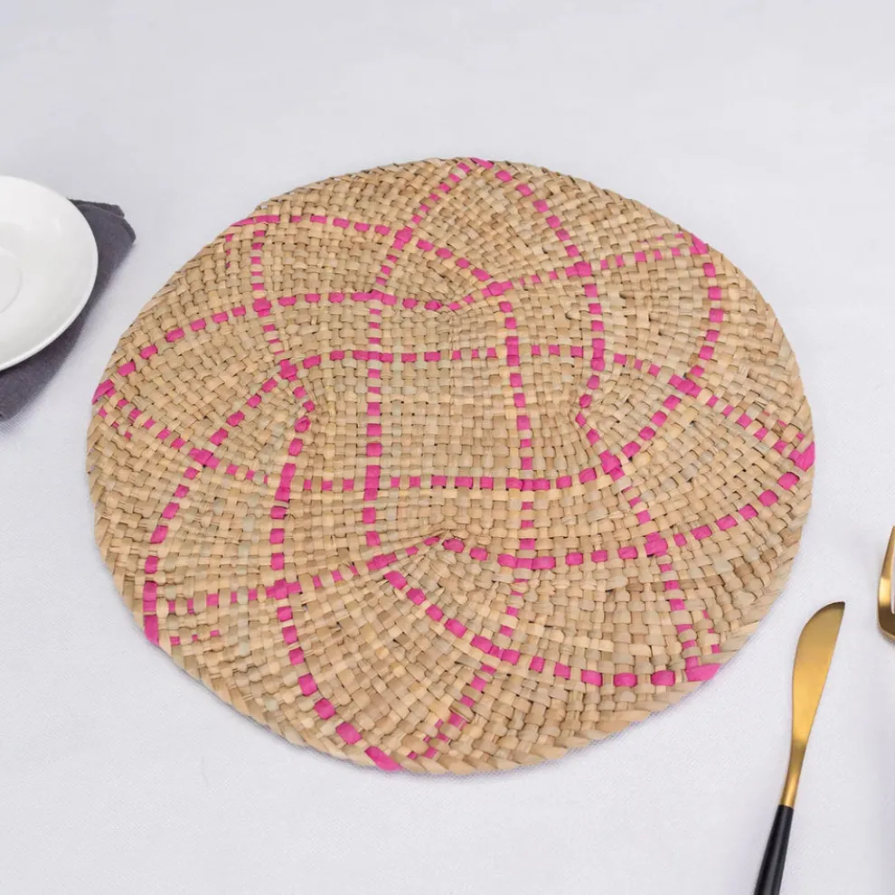 Karaca Home Wilton Placemat Set, 2 Piece, 38cm, Straw Pink