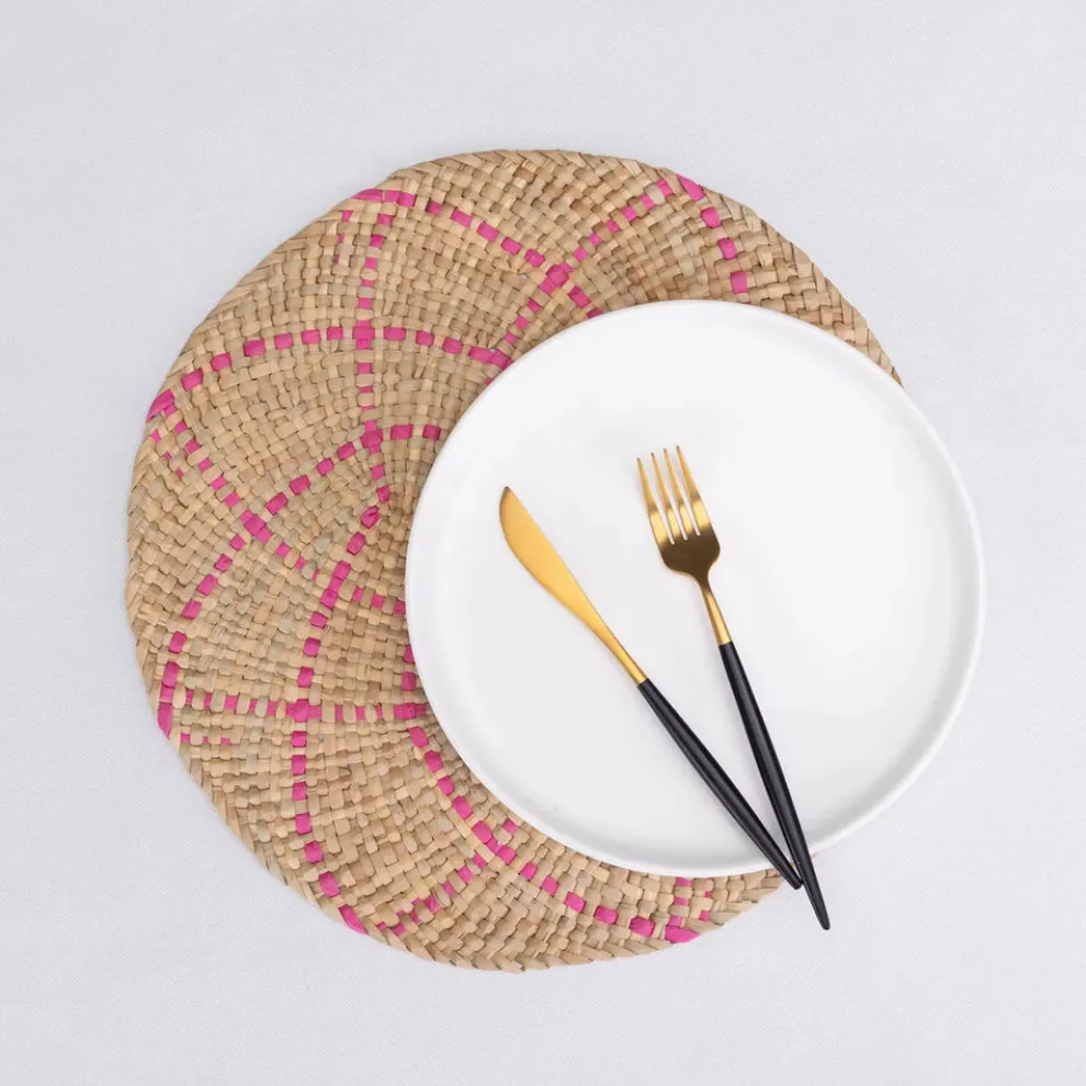 Karaca Home Wilton Placemat Set, 2 Piece, 38cm, Straw Pink