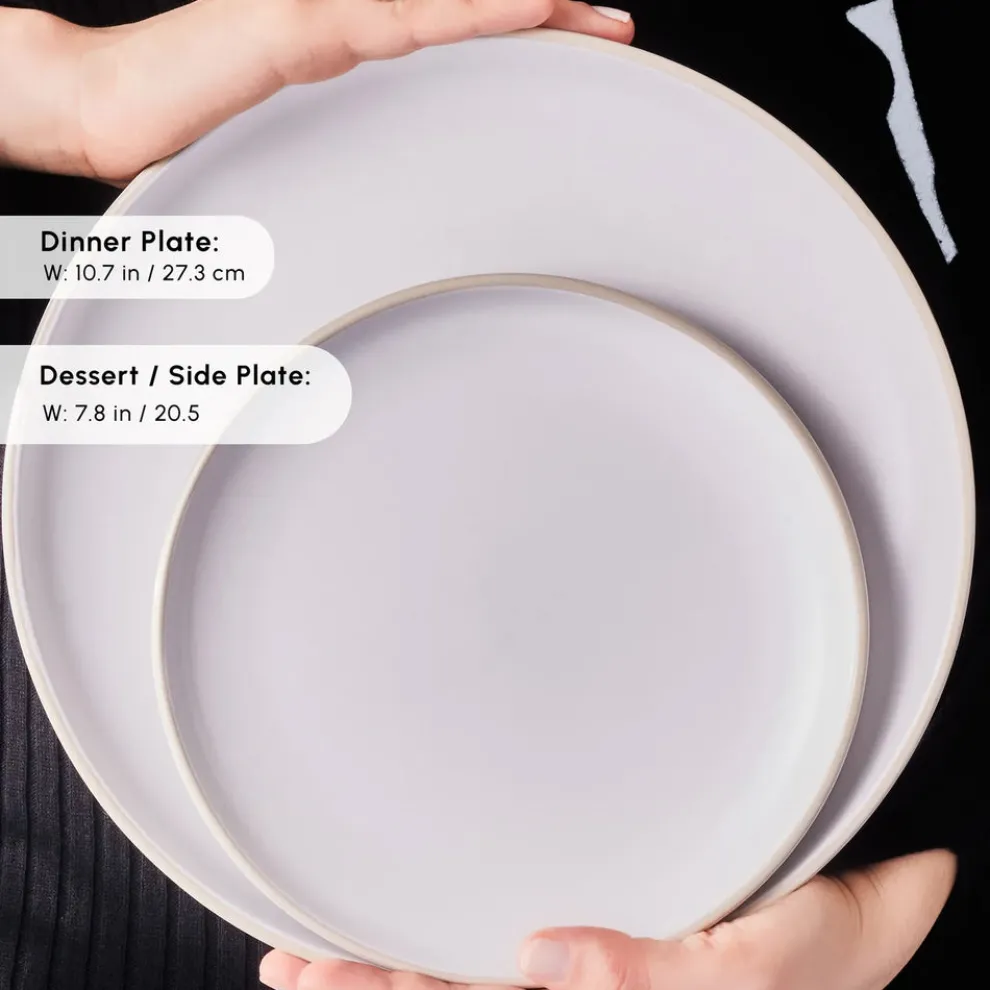 Karaca Hope 24-Piece Stoneware Dinner Set for 6 People, White Gold