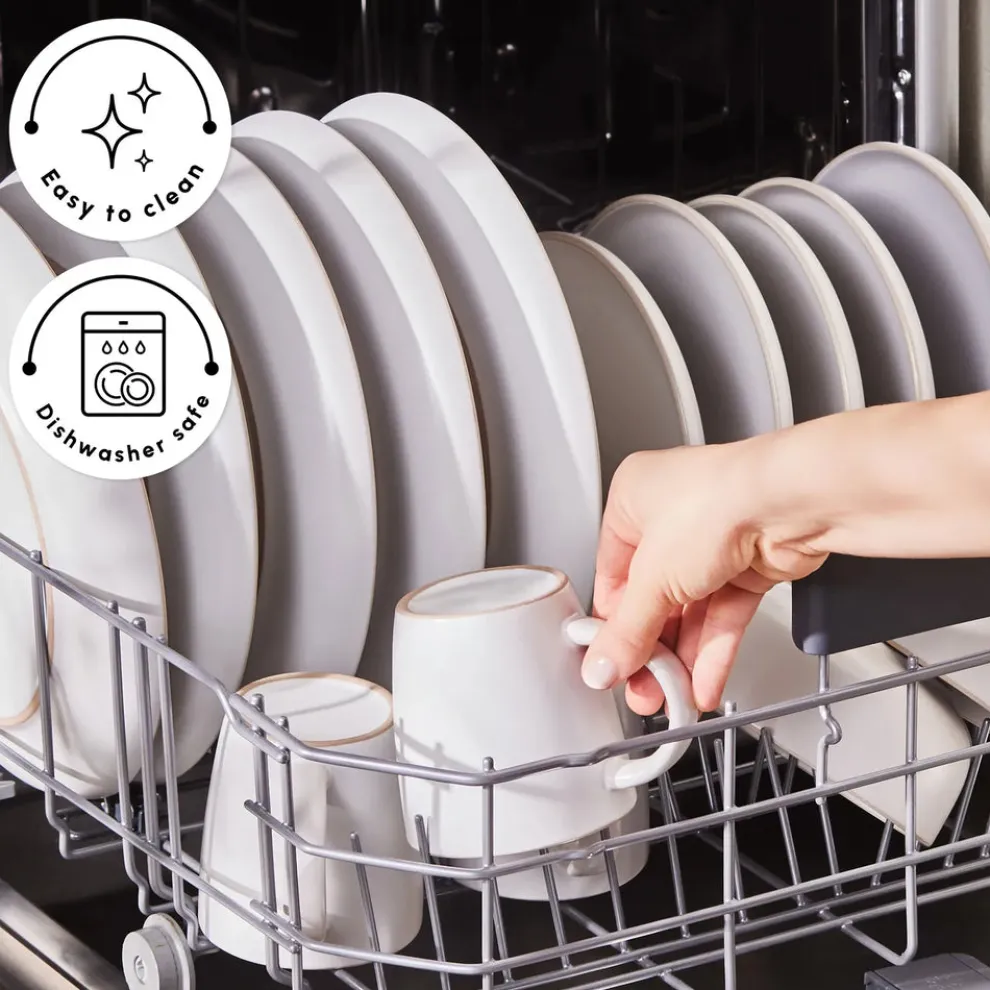 Karaca Hope 24-Piece Stoneware Dinner Set for 6 People, White Gold