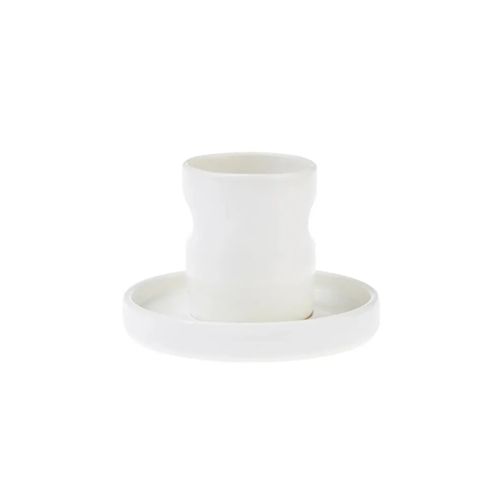 Karaca Hussein Chalayan Momentum 4 Piece Porcelain Espresso Turkish Coffee Cup Set for 2 People, 60ml, White