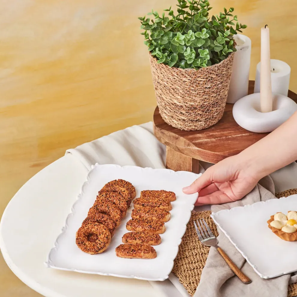 Karaca Ivy Porcelain Serving Platter, 35.3cmx23cmx2.5cm, White