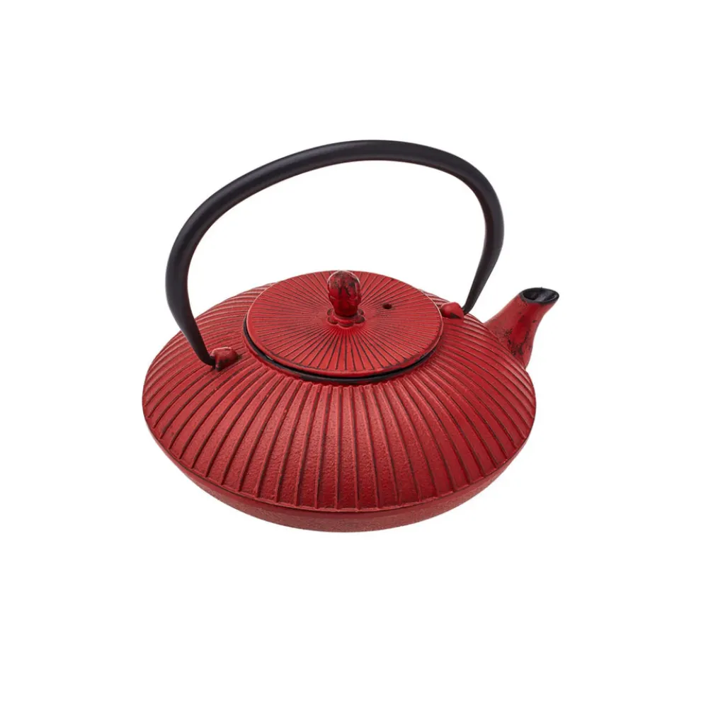 Karaca Japanese Cast Iron Teapot, 800ml, Red Black