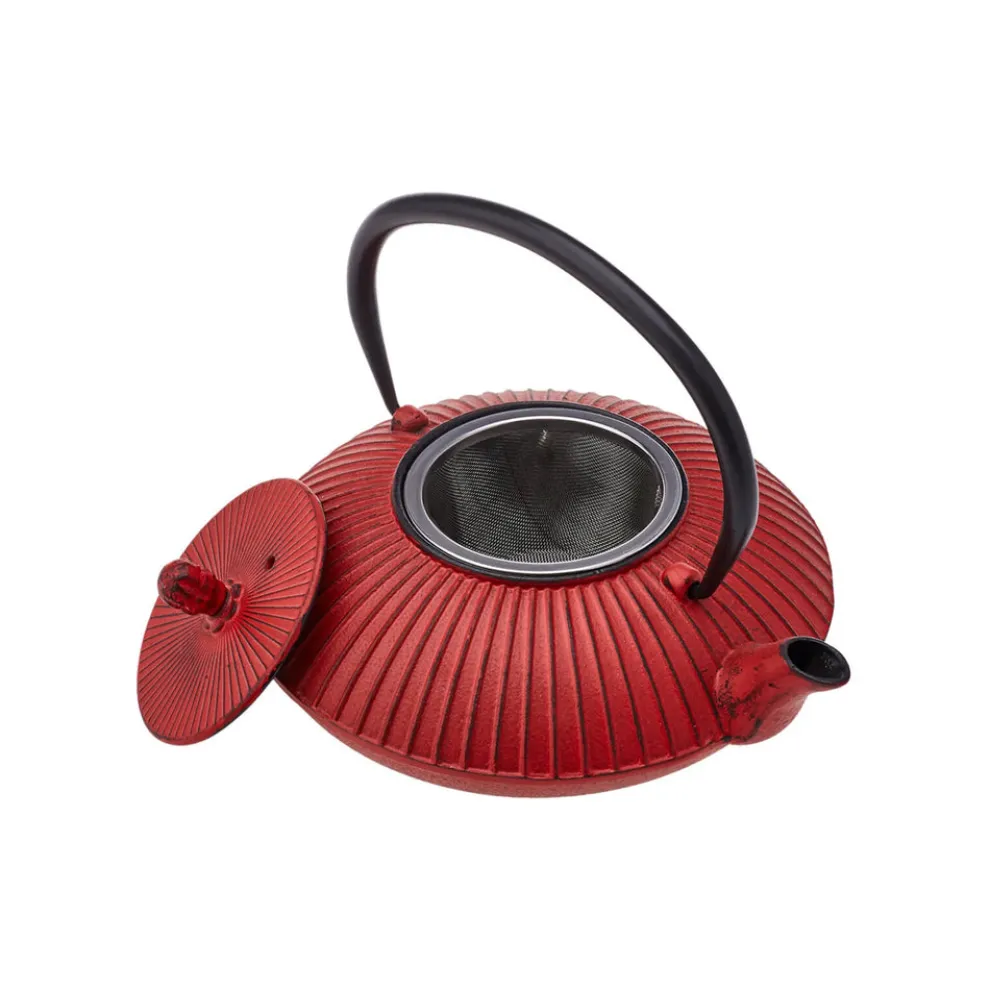 Karaca Japanese Cast Iron Teapot, 800ml, Red Black