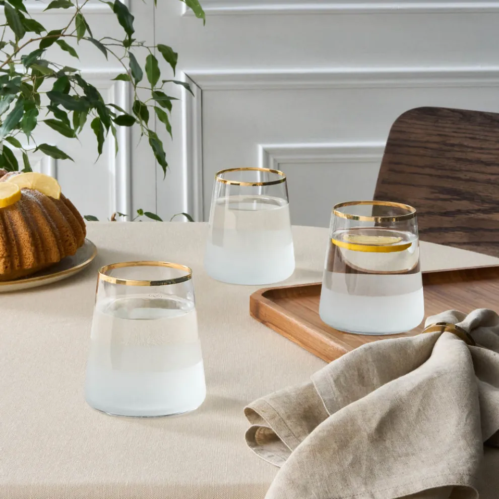 Karaca Jasmine 3-Piece Tumbler Glass Set for 3 People, 420ml, White