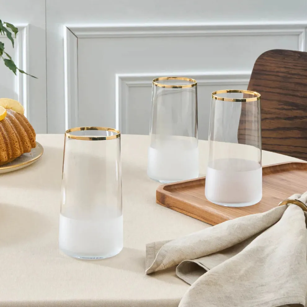 Karaca Jasmine 3-Piece Highball Glass Set, 520ml, White