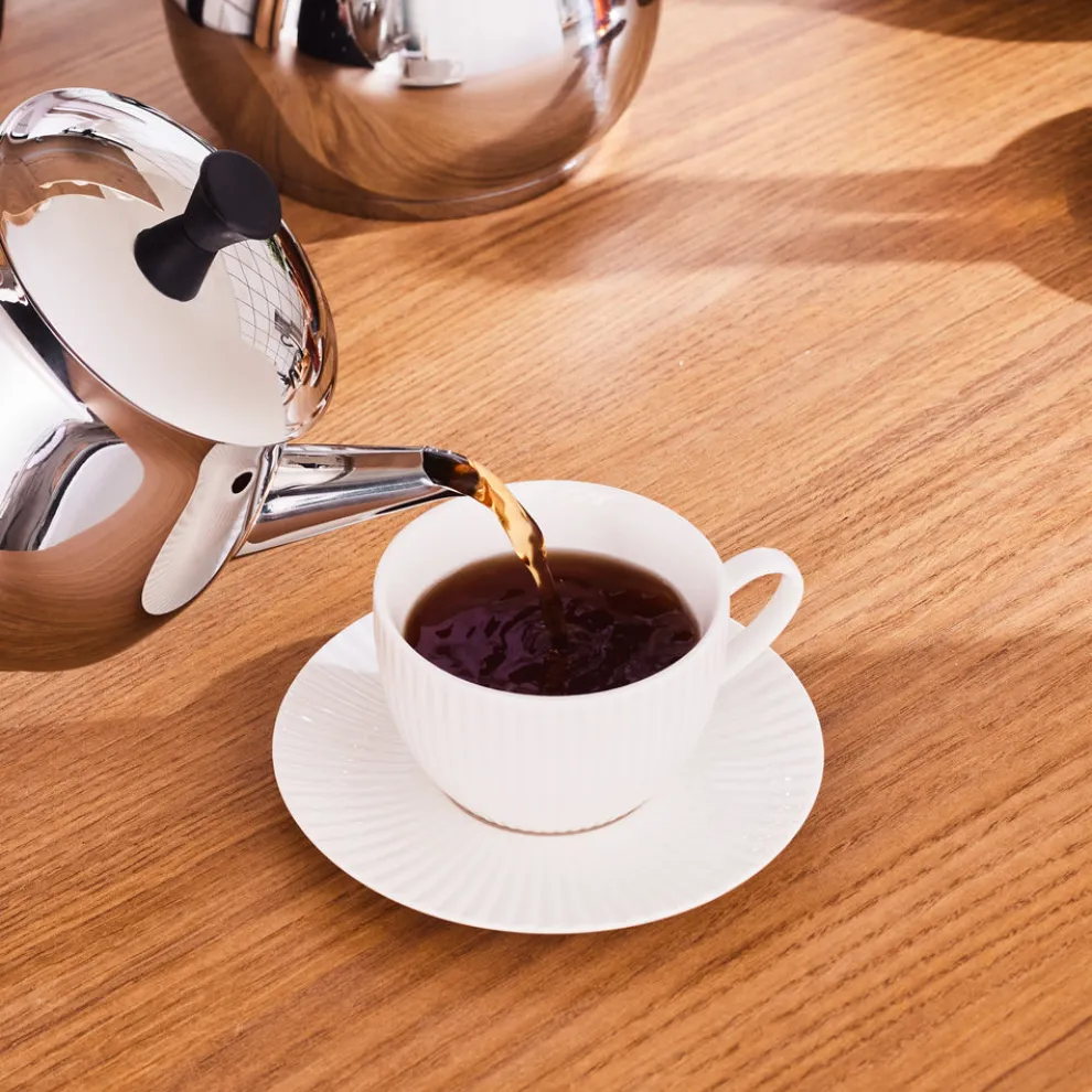 Karaca Kayra Stainless Steel Induction Teapot Set, Medium, Black Silver